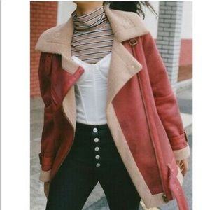 Oversized Leather Aviator Jacket